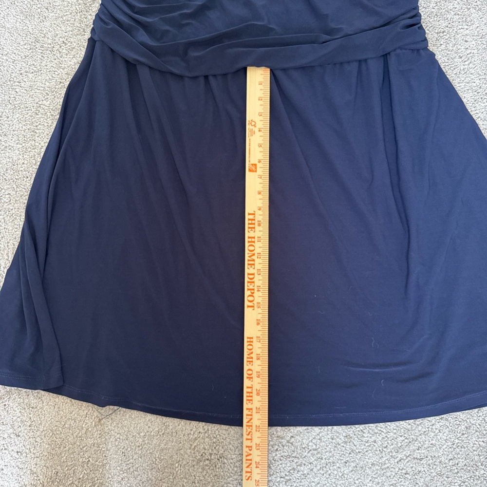NWT Kiyonna Plus Size Navy Blue Short Dress Sz 4X Ruched Shoulders V-Neckline - Picture 13 of 13